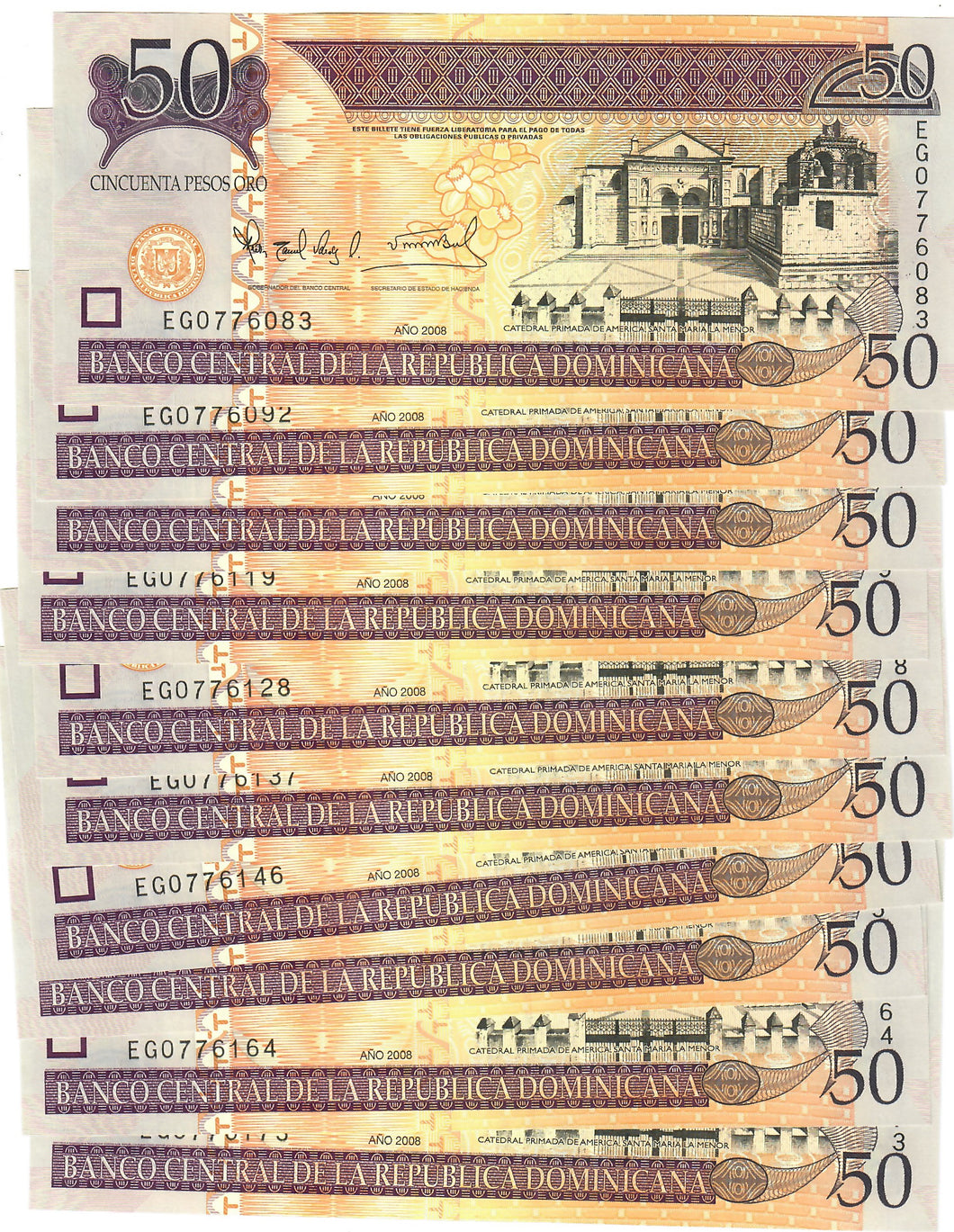 Dominican Republic 10x 50 Pesos 2008 UNC
