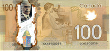 Load image into Gallery viewer, Canada 100 Dollars 2011 (2018) UNC &quot;GKH 5900059&quot; Wilkins-Poloz REPEATER
