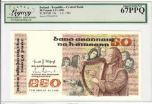 Load image into Gallery viewer, Ireland 50 Pounds 1982 Superb Gem New UNC Legacy Graded 67 PPQ
