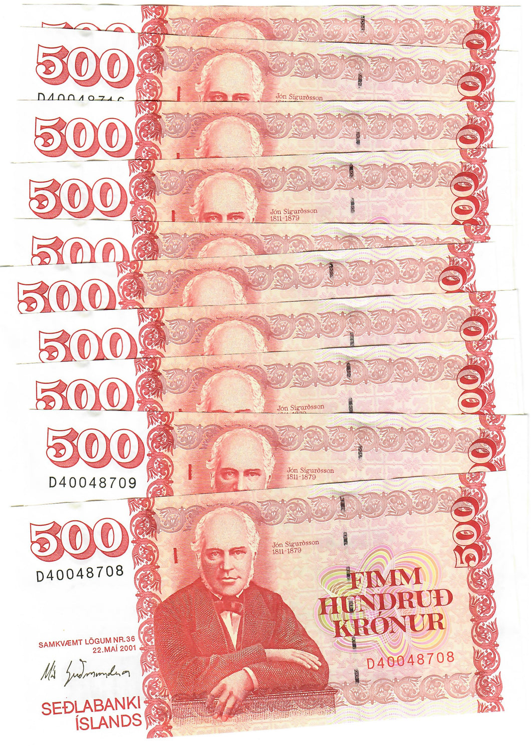 Iceland 10x 500 Kronur 2001 (2009) UNC
