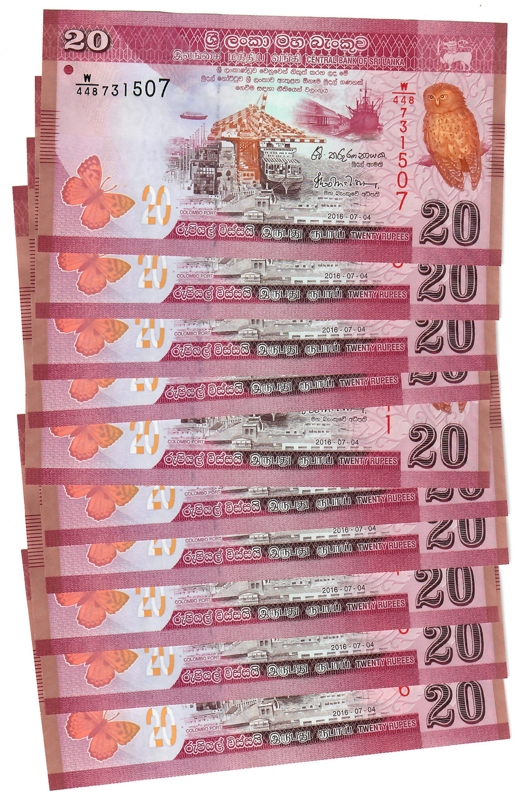 Sri Lanka 10x 20 Rupees 2016 UNC