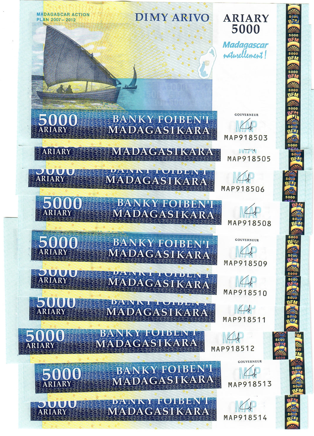 Madagascar 10x 5000 Ariary 2012 UNC Commemorative