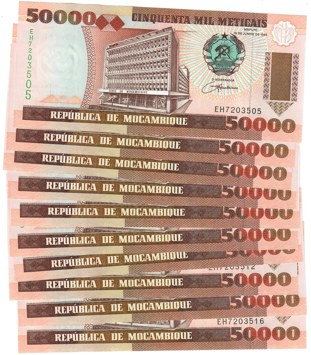 Mozambique 10x 50000 Meticais 1993 UNC