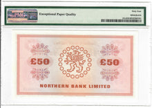 Load image into Gallery viewer, Northern Ireland 50 Pounds 1981 Choice UNC Northern Bank PMG Graded 64 EPQ
