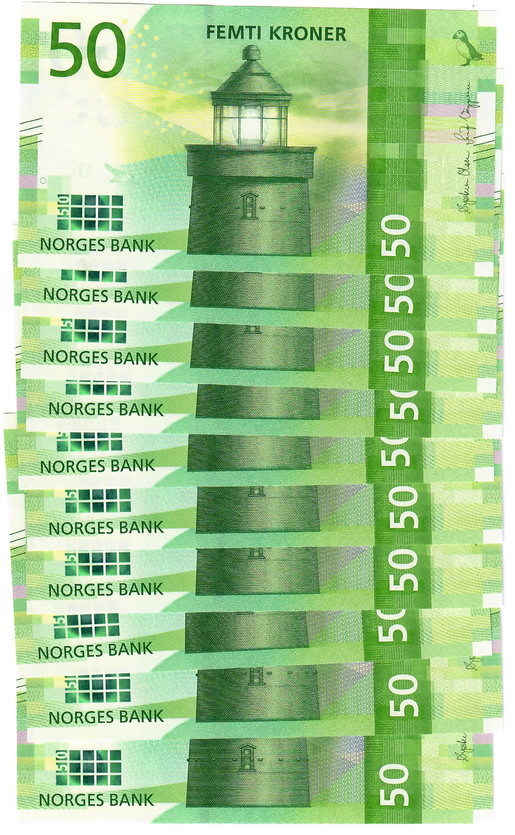 Norway 10x 50 Kroner 2017 UNC