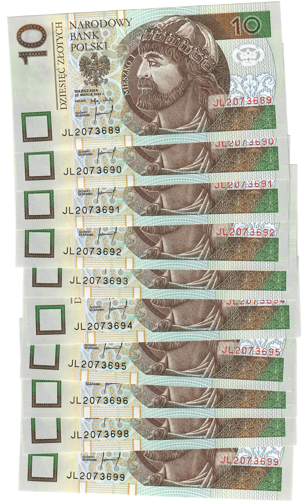 Poland 10x 10 Zlotych 1994 UNC