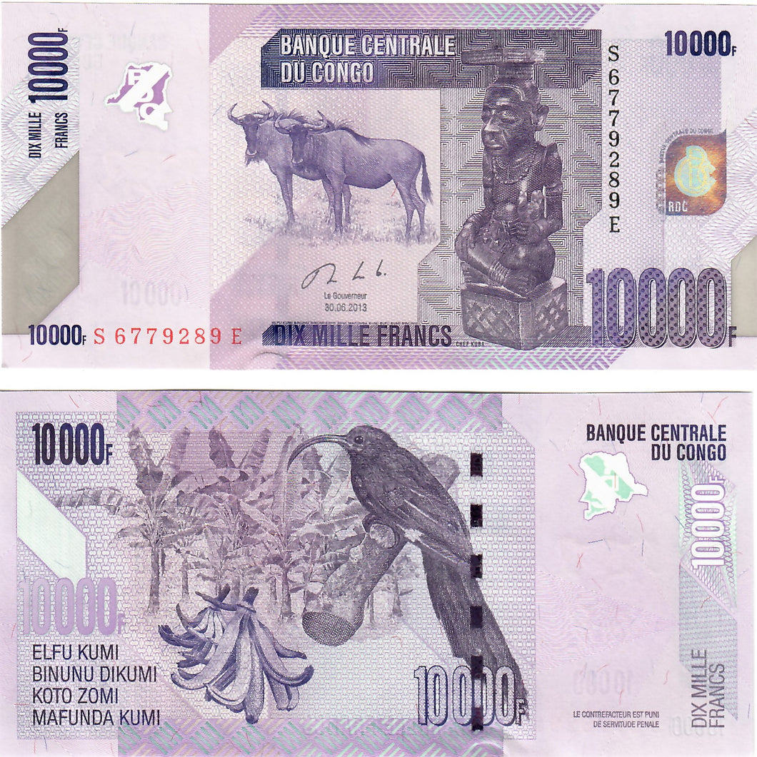 Democratic Republic of Congo 10000 (10,000) Francs 2013 UNC