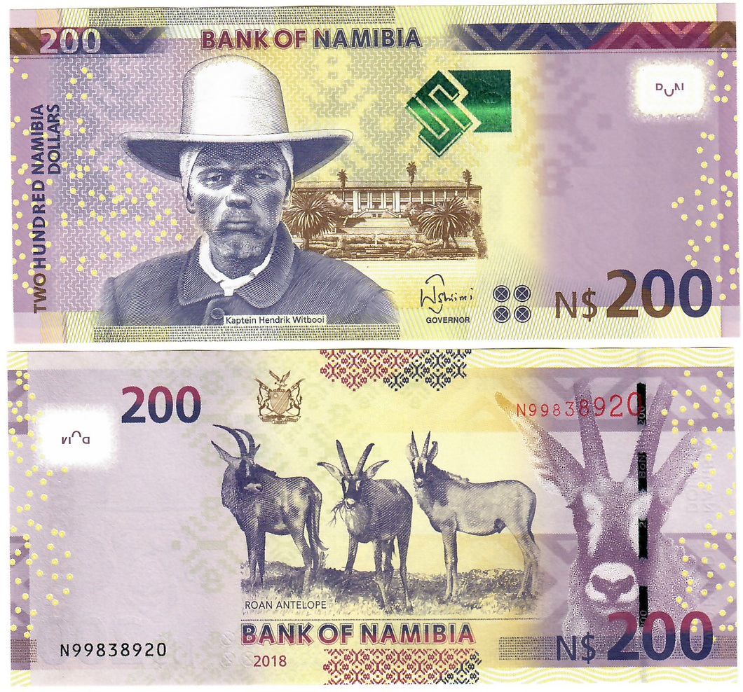 Namibia 200 Dollars 2018 UNC