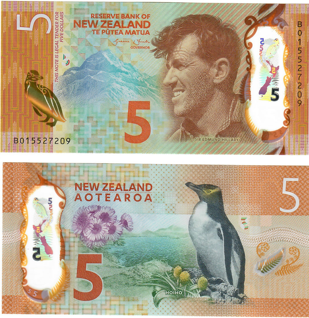 New Zealand 5 Dollars 2015 UNC