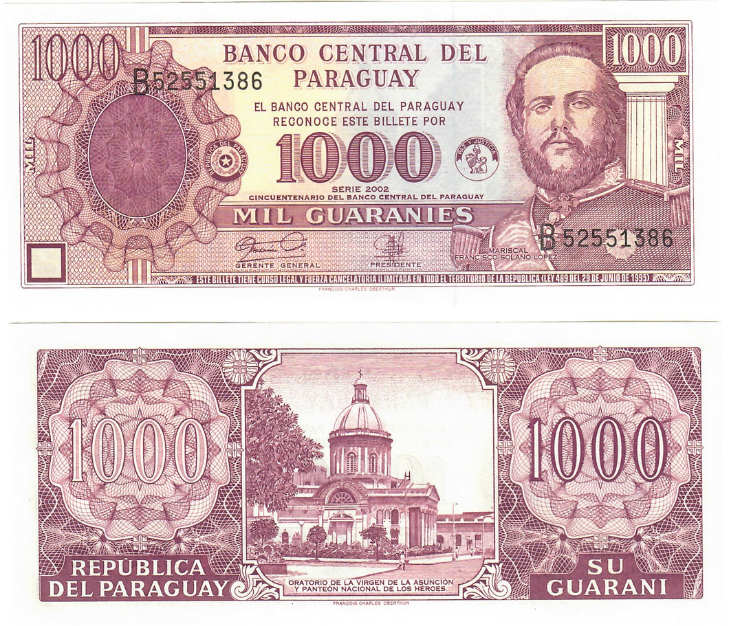 Paraguay 1000 Guaranies 2002 UNC
