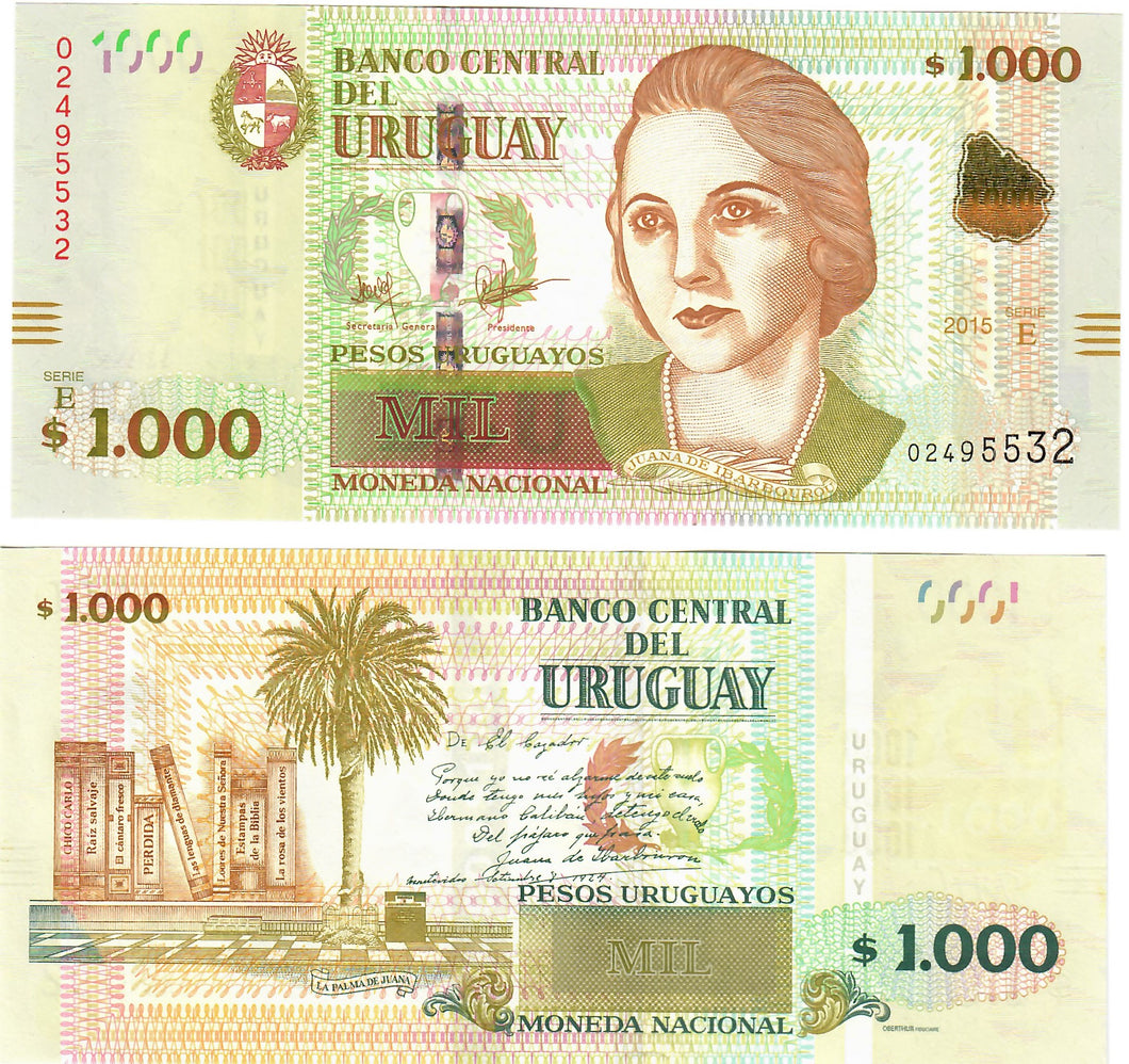 Uruguay 1000 Pesos 2015 UNC