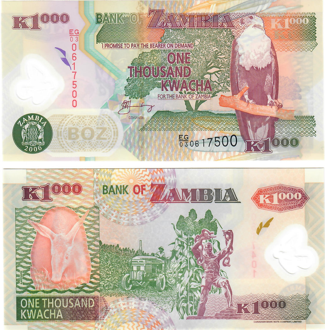 Zambia 1000 Kwacha 2006 UNC