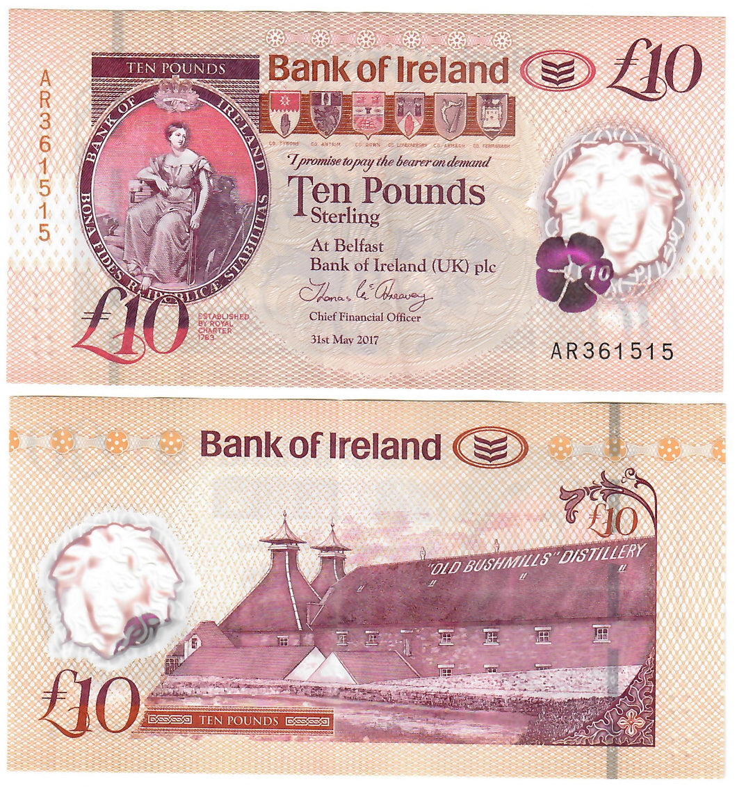 Northern Ireland 10 Pounds 2017 VF Bank of Ireland