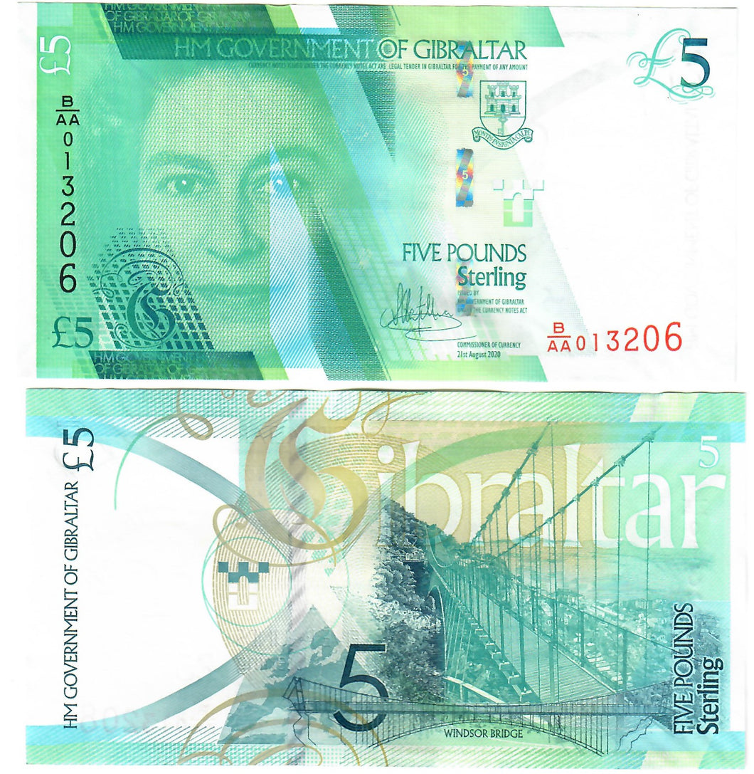Gibraltar 5 Pounds 2020 (2021) UNC