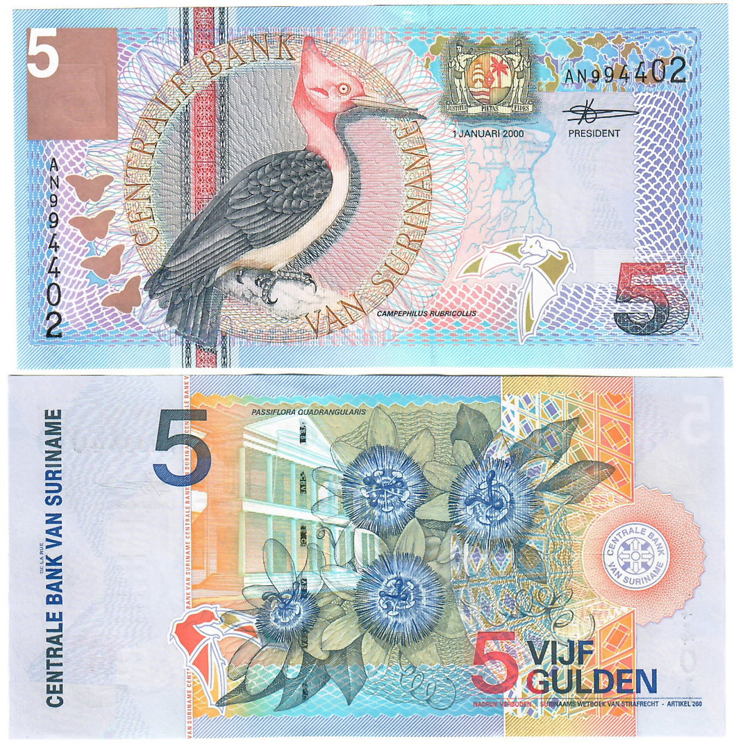 Suriname 5 Gulden (Guilders) 2000 UNC