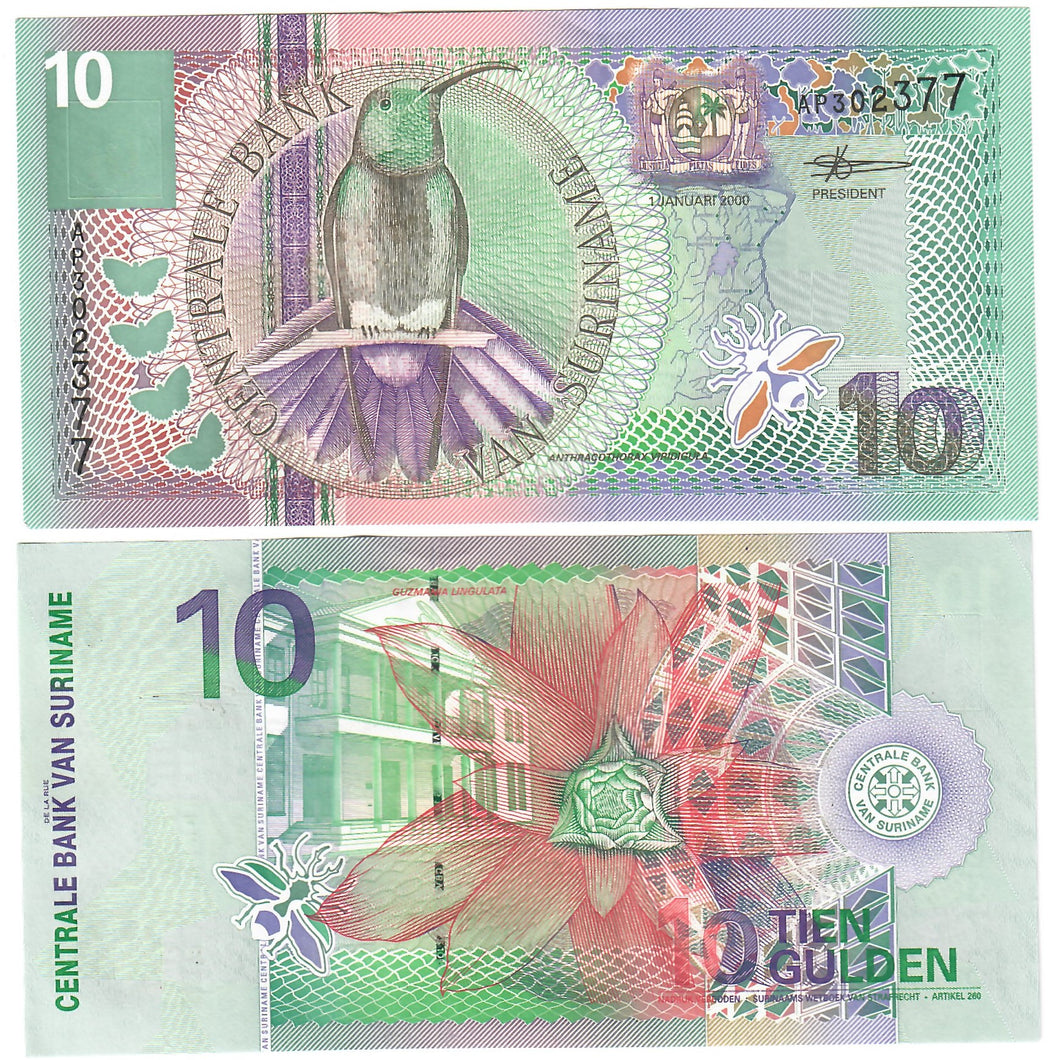 Suriname 10 Gulden (Guilders) 2000 UNC