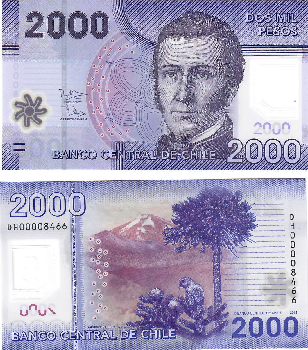 Chile 2000 Pesos 2012 UNC (LOW Number)