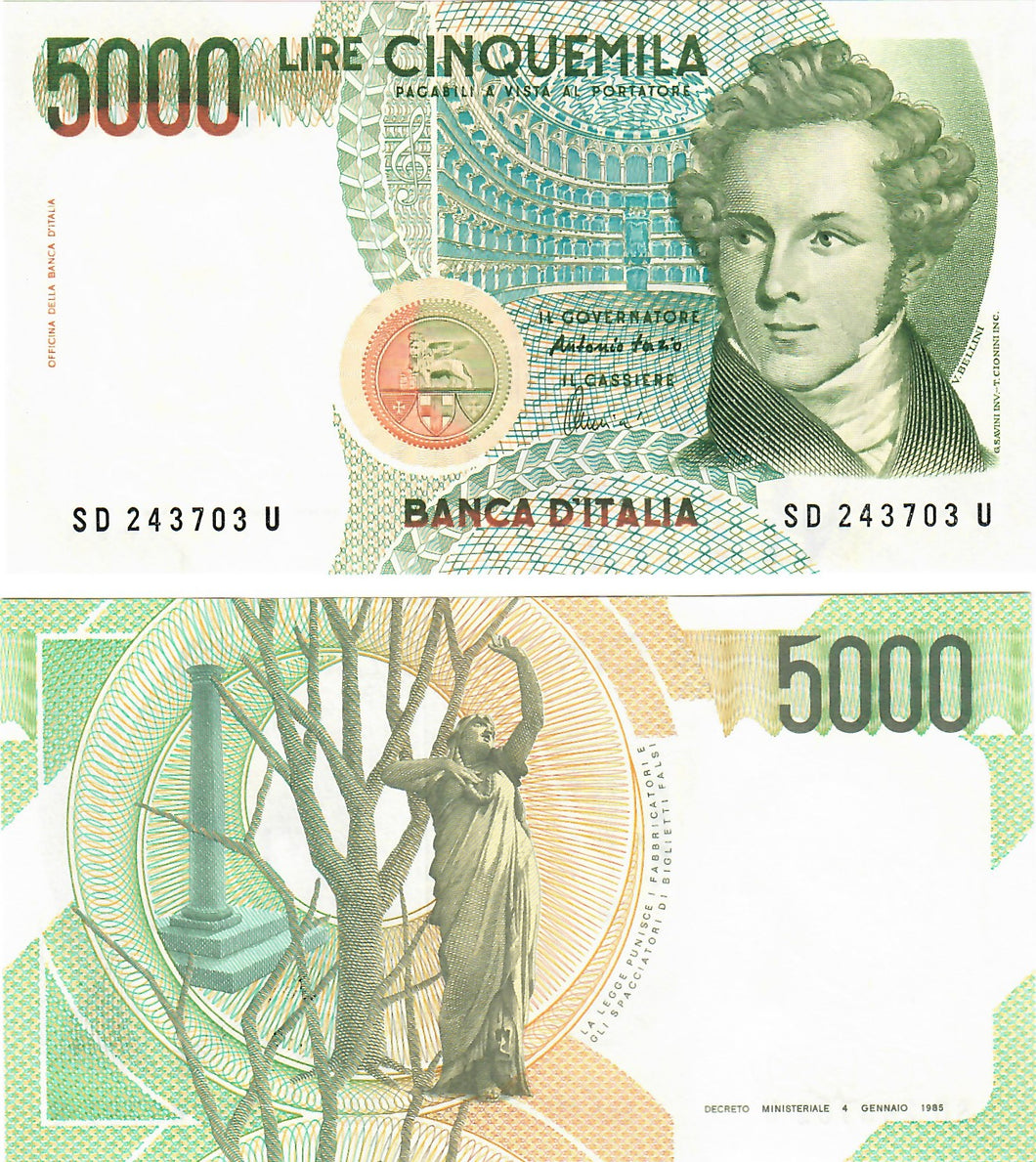 Italy 5000 Lire 1985 UNC