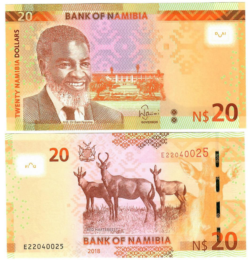 Namibia 20 Dollars 2018 UNC