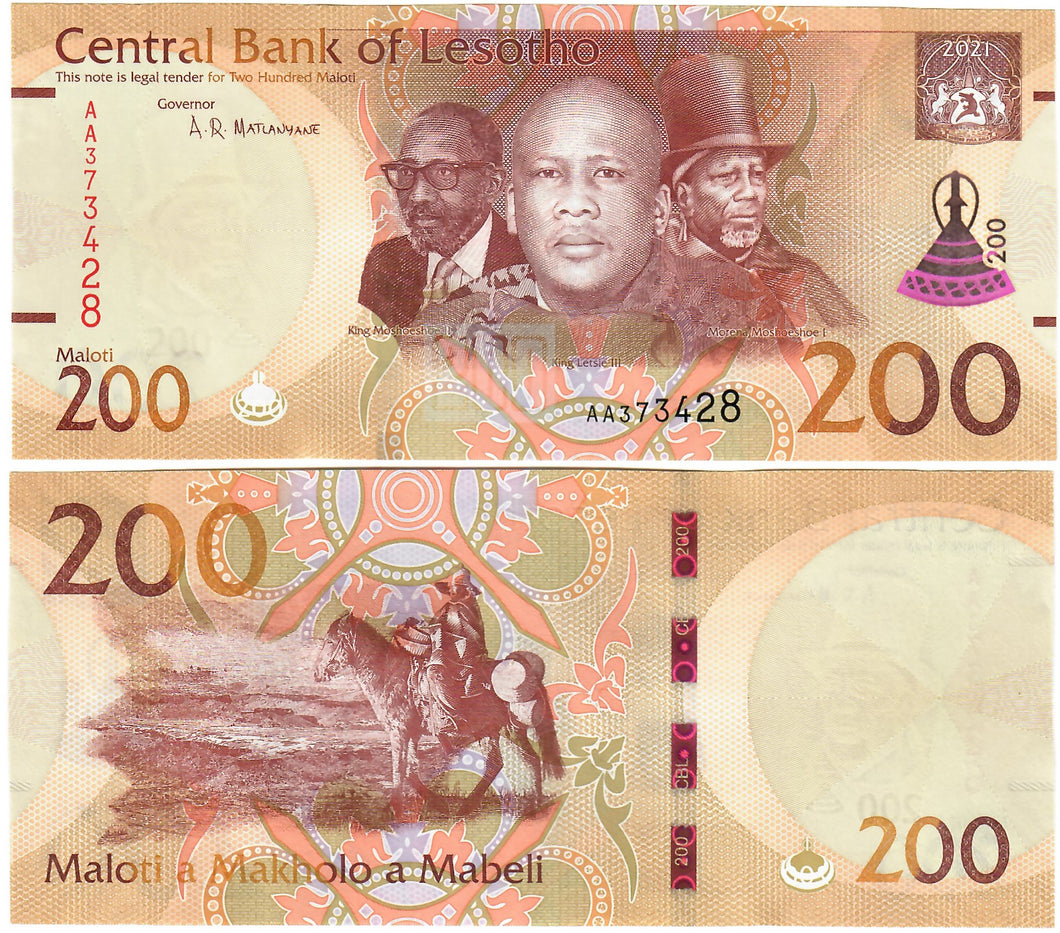 Lesotho 200 Maloti 2021 UNC