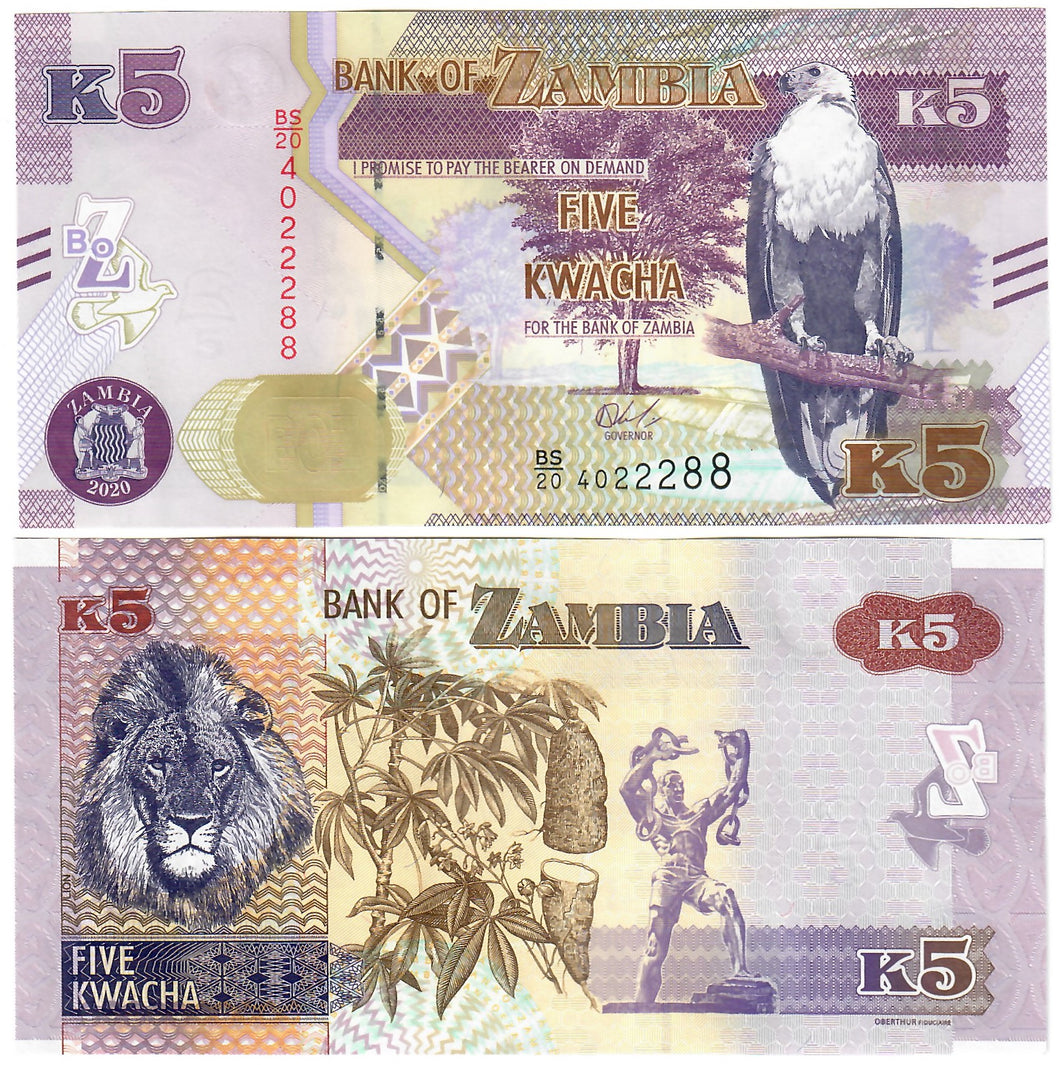 Zambia 5 Kwacha 2020 UNC