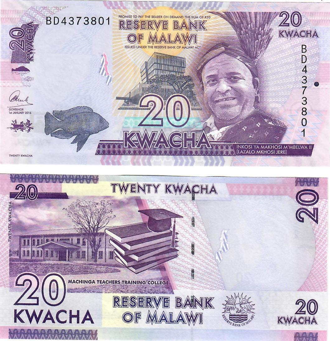 Malawi 20, 50, 100 Kwacha 2016 UNC