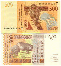 Load image into Gallery viewer, FULL SET West African States 500, 1000, 2000, 5000 &amp; 10000 Francs CFA 2012-2022 UNC
