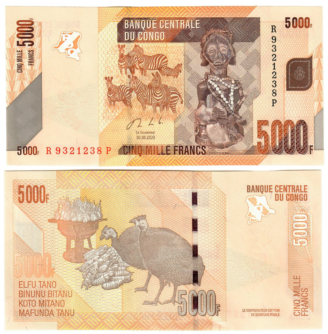 Democratic Republic of Congo 5000 Francs 2020 UNC