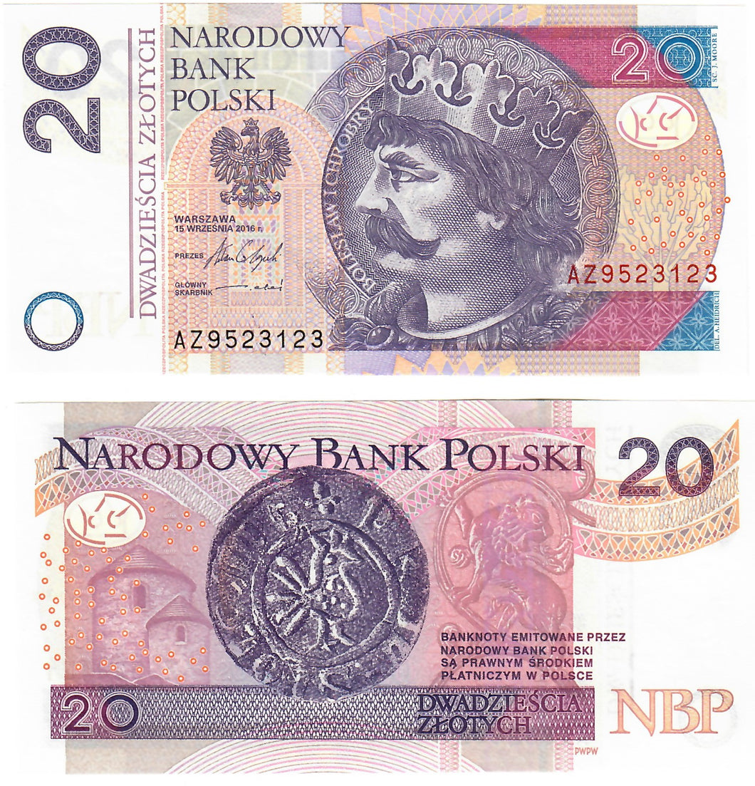 Poland 20 Zlotych 2016 UNC