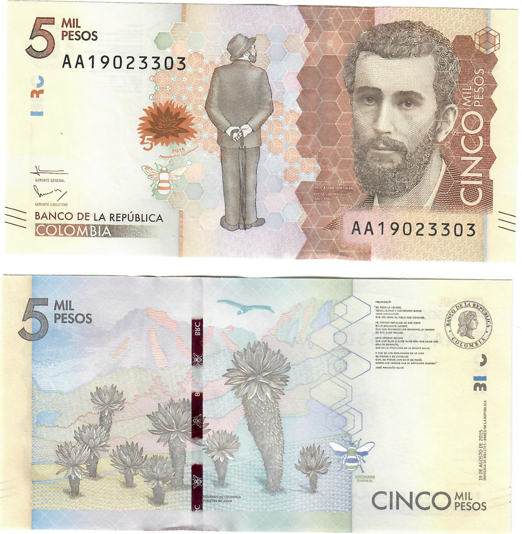 Colombia 5000 Pesos 2015 UNC