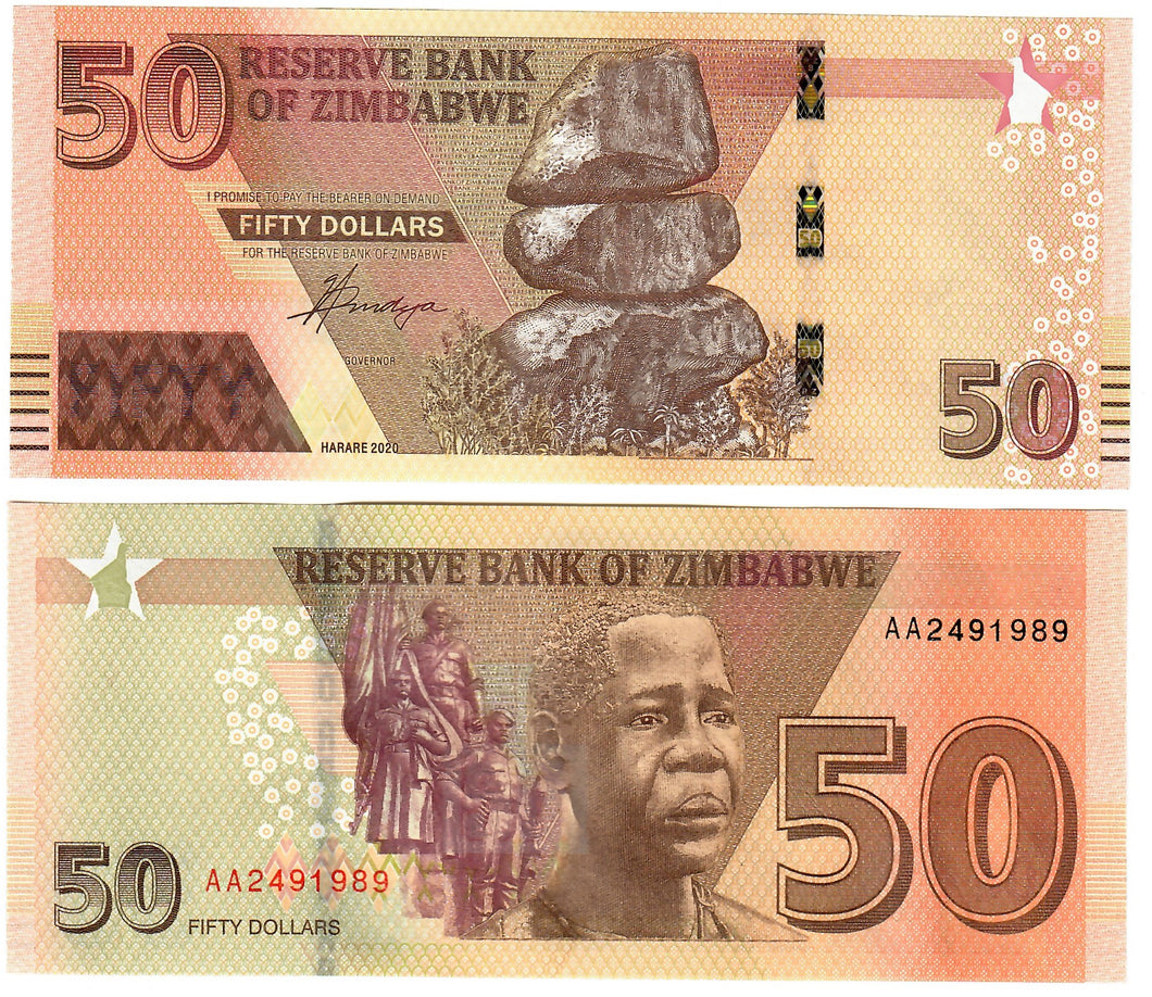 Zimbabwe 50 Dollars 2020 (2021) UNC