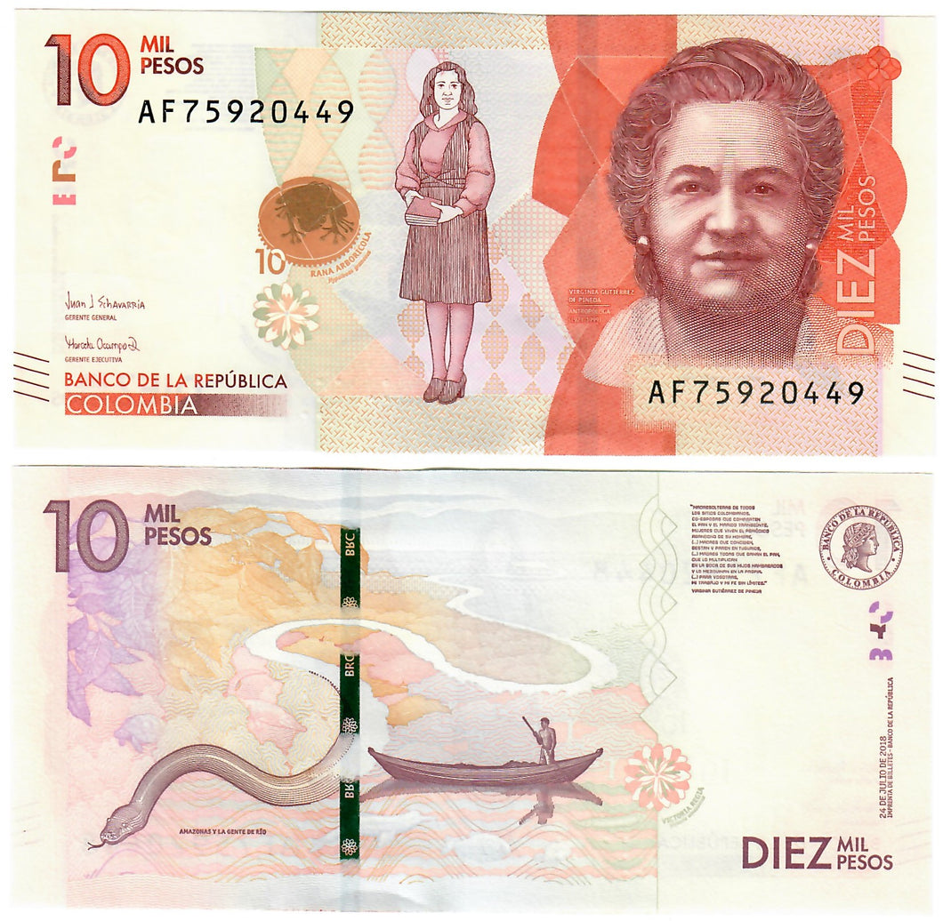 Colombia 10000 Pesos 2018 (2020) UNC