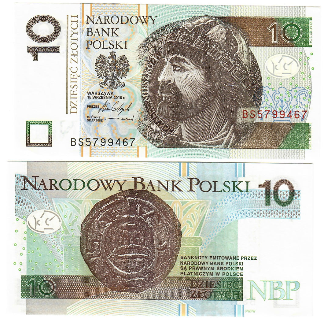 Poland 10 Zloty 2016 UNC
