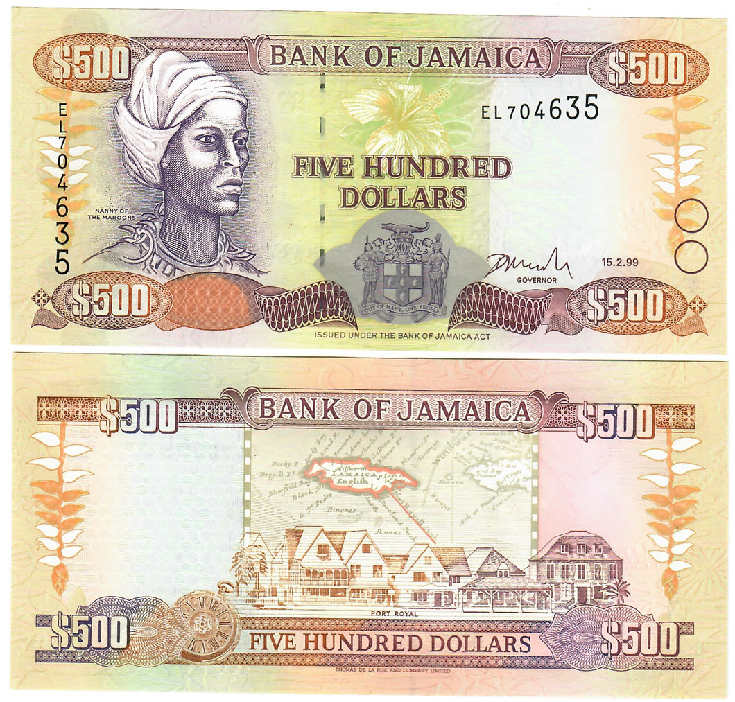 Jamaica 500 Dollars 1999 UNC