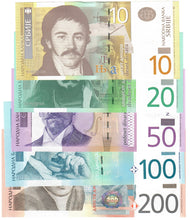 Load image into Gallery viewer, SET Serbia 10, 20, 50, 100 &amp; 200 Dinars 2013-2014 UNC
