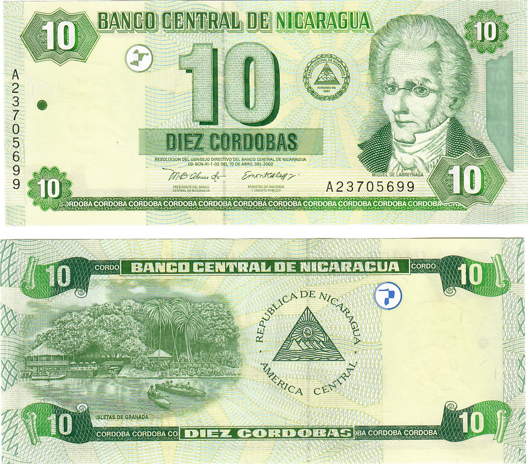 Nicaragua 10 Cordobas 2002 UNC