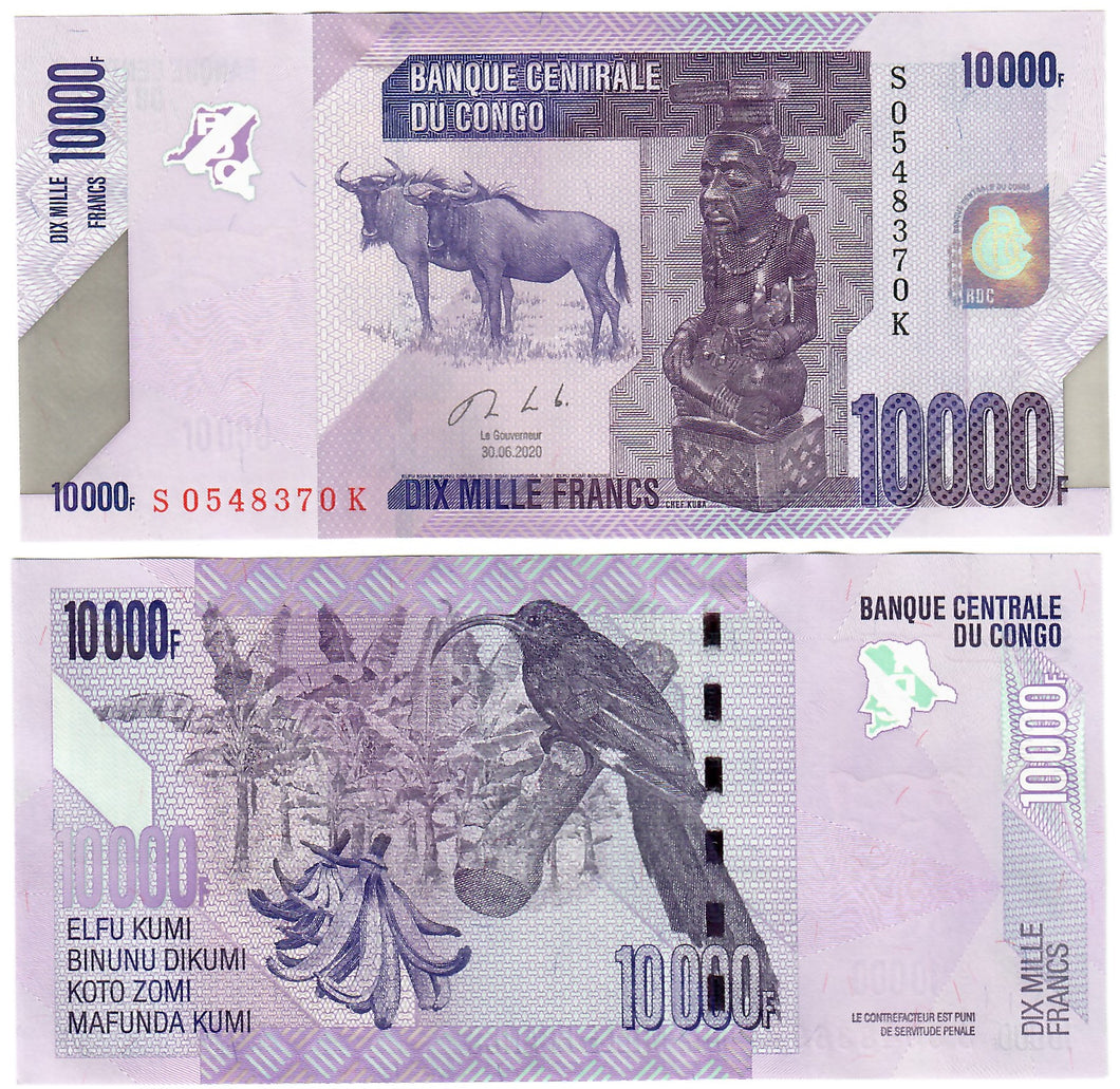 Democratic Republic of Congo 10,000 Francs 2020 UNC