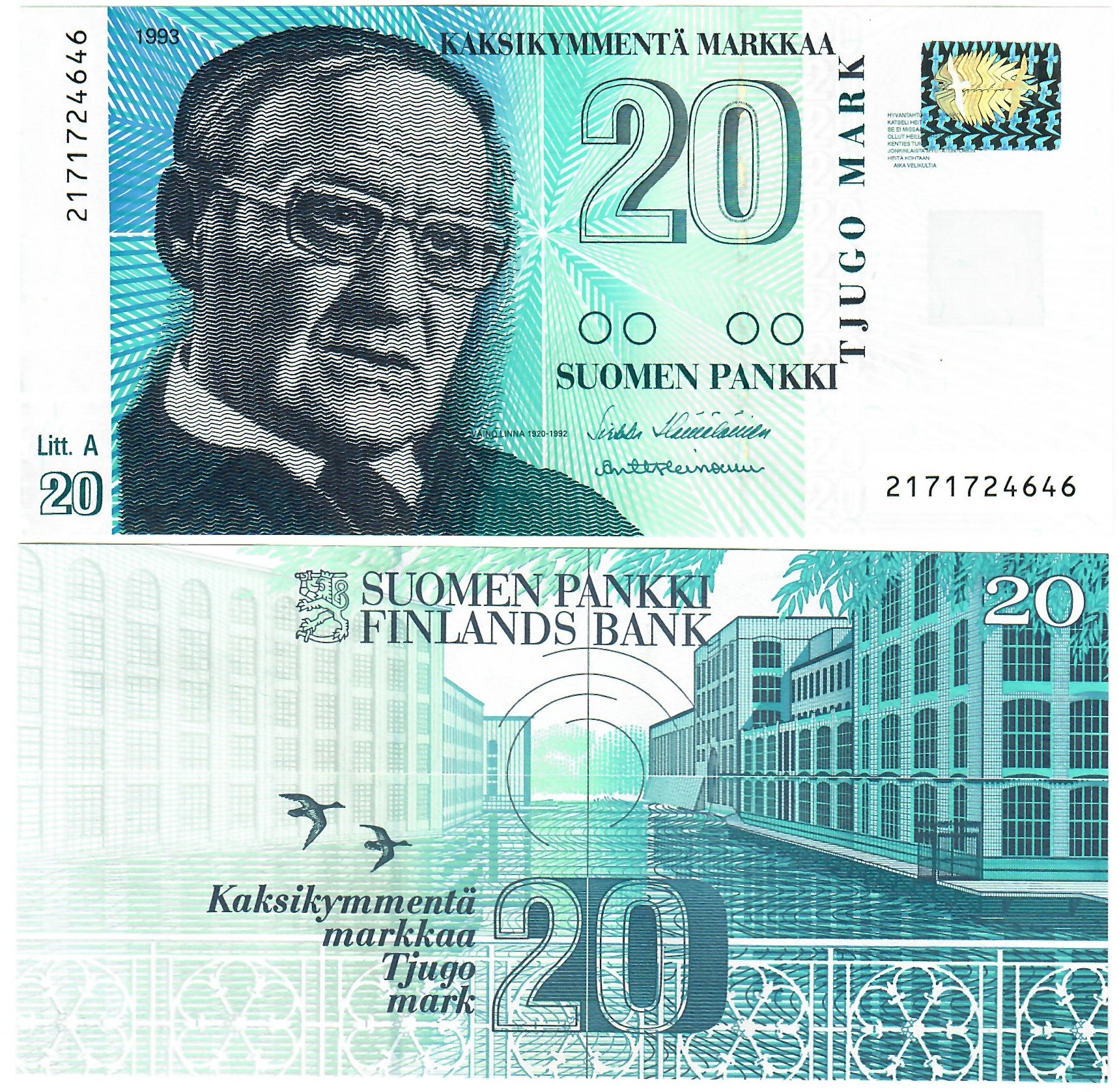 Finland 20 Markkaa 1993 (1997) UNC – Davenport-Banknotes-and-Coins