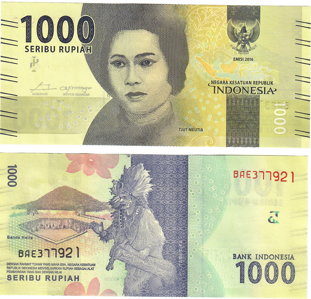 Indonesia 1000 Rupiah 2016 UNC