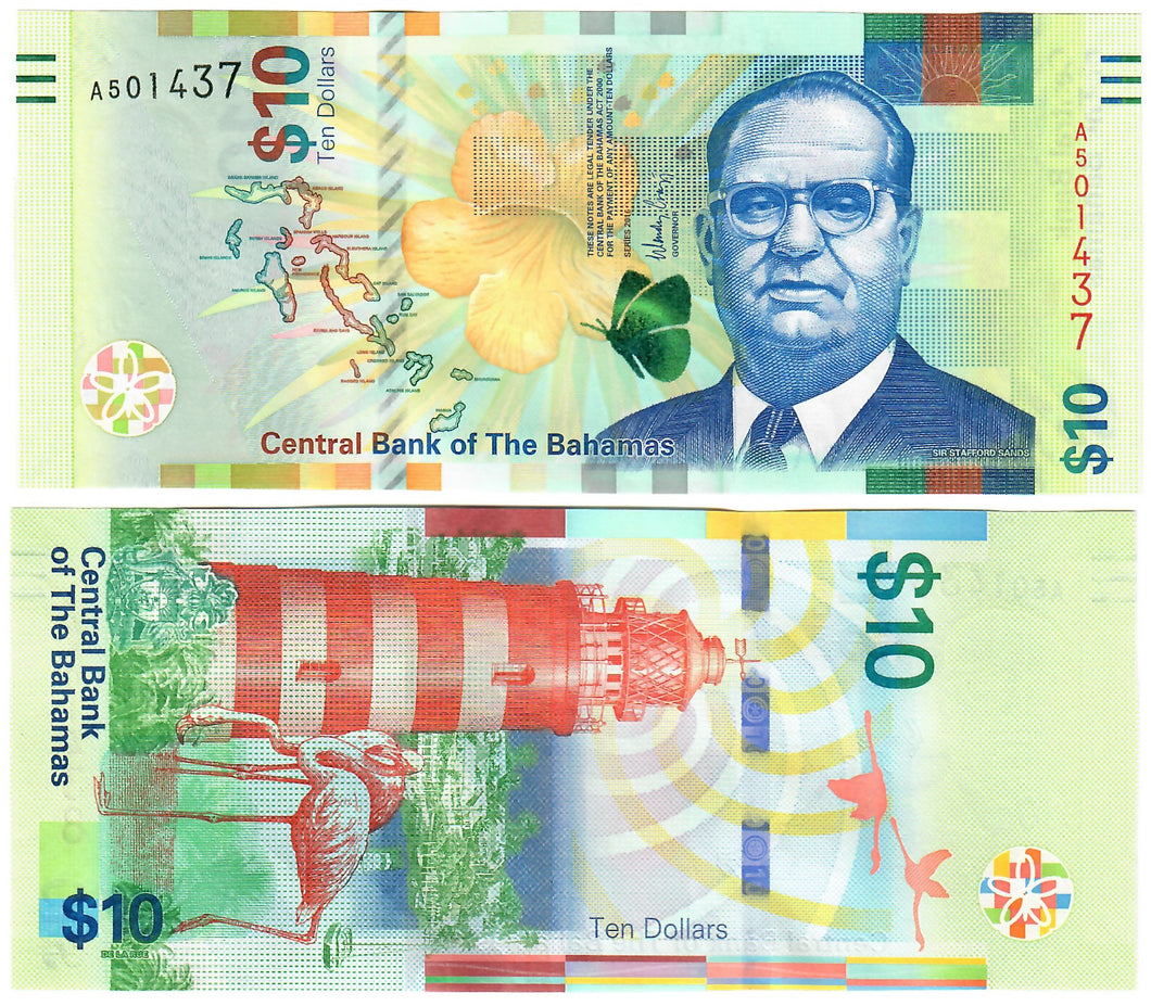 Bahamas 10 Dollars 2016 UNC
