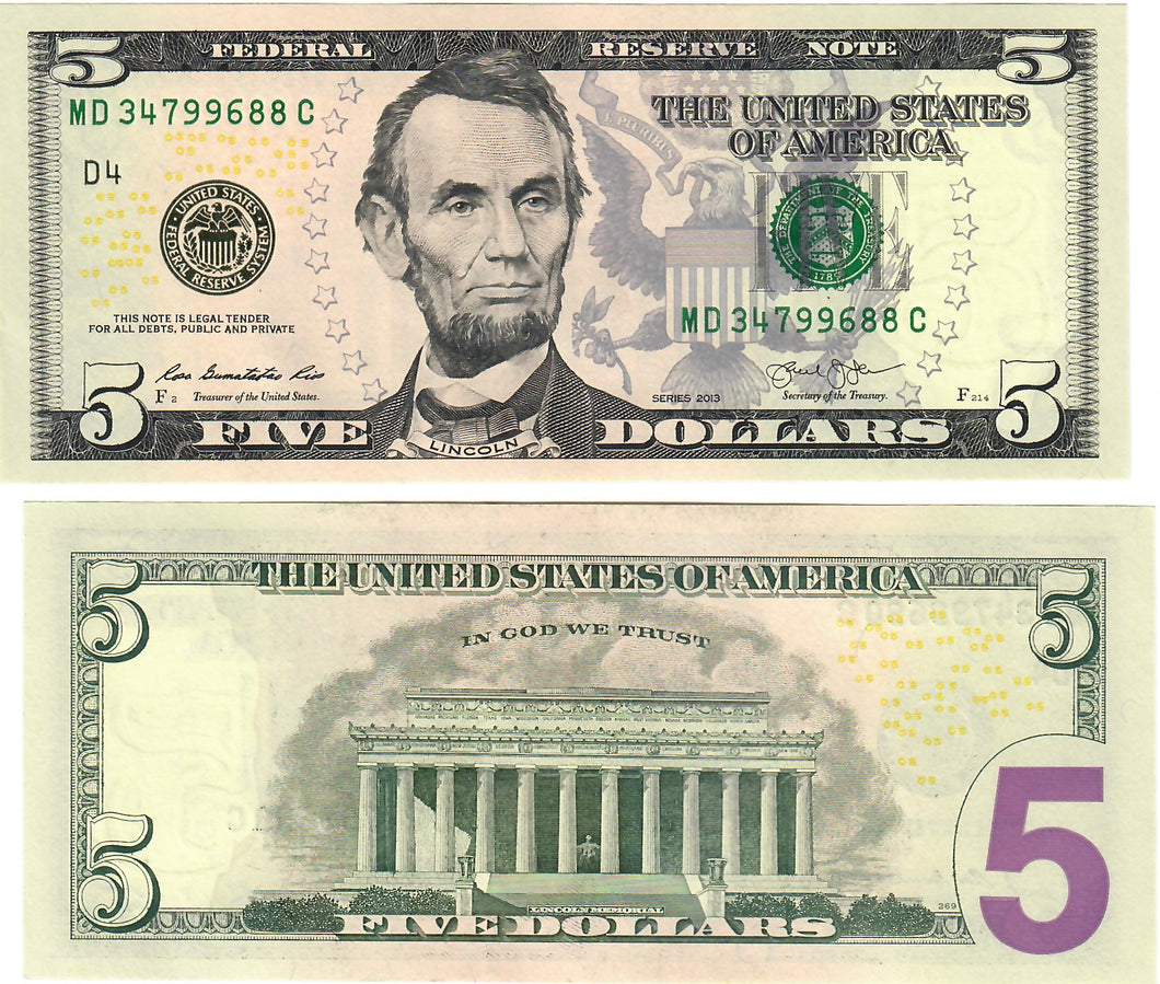 United States 5 Dollars 2013 UNC