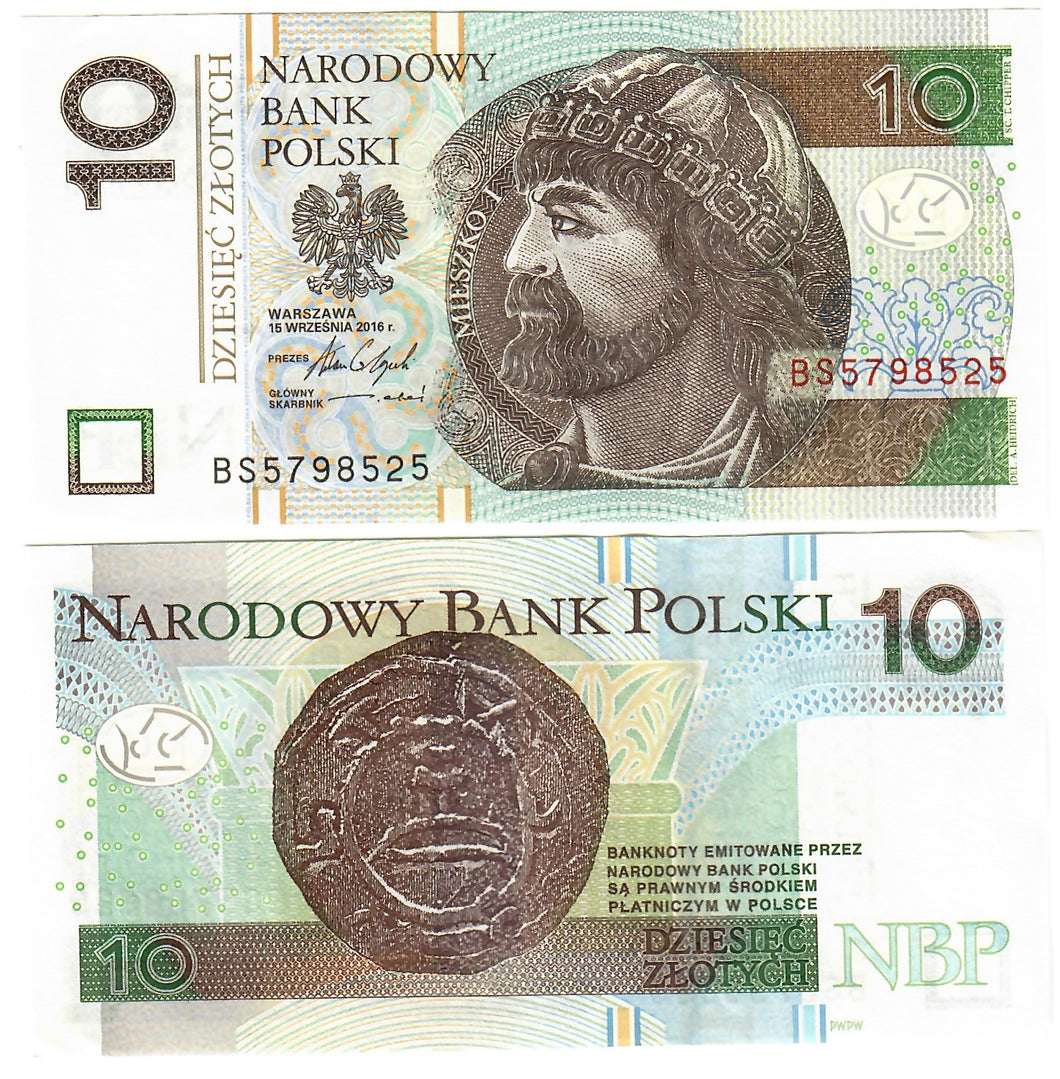 Poland 10 Zloty 2016 aUNC