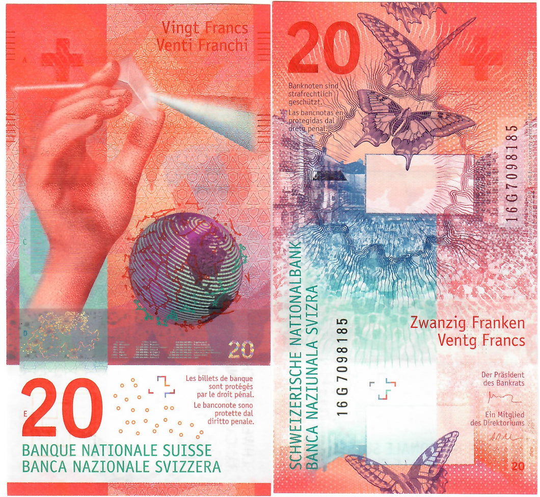 Switzerland 20 Francs 2016 UNC Studer/Maechler