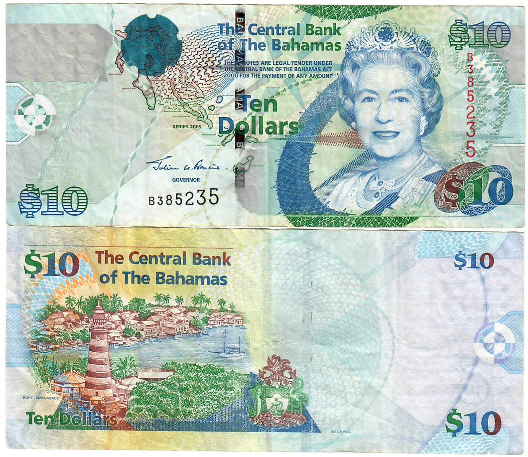 Bahamas 10 Dollars 2005 VF 