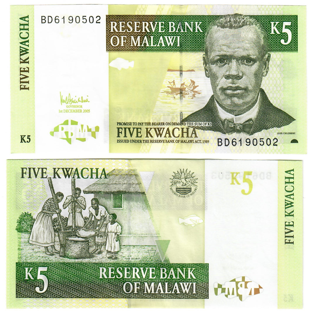 Malawi 5 Kwacha 2005 UNC