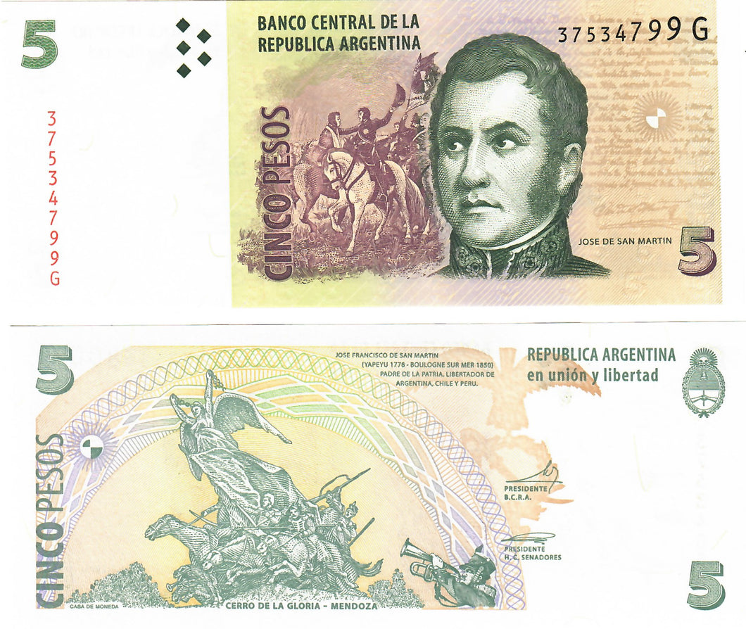 Argentina 5 Pesos 2012 UNC