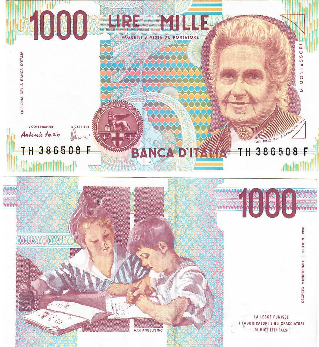 Italy 1000 Lire 1990 UNC