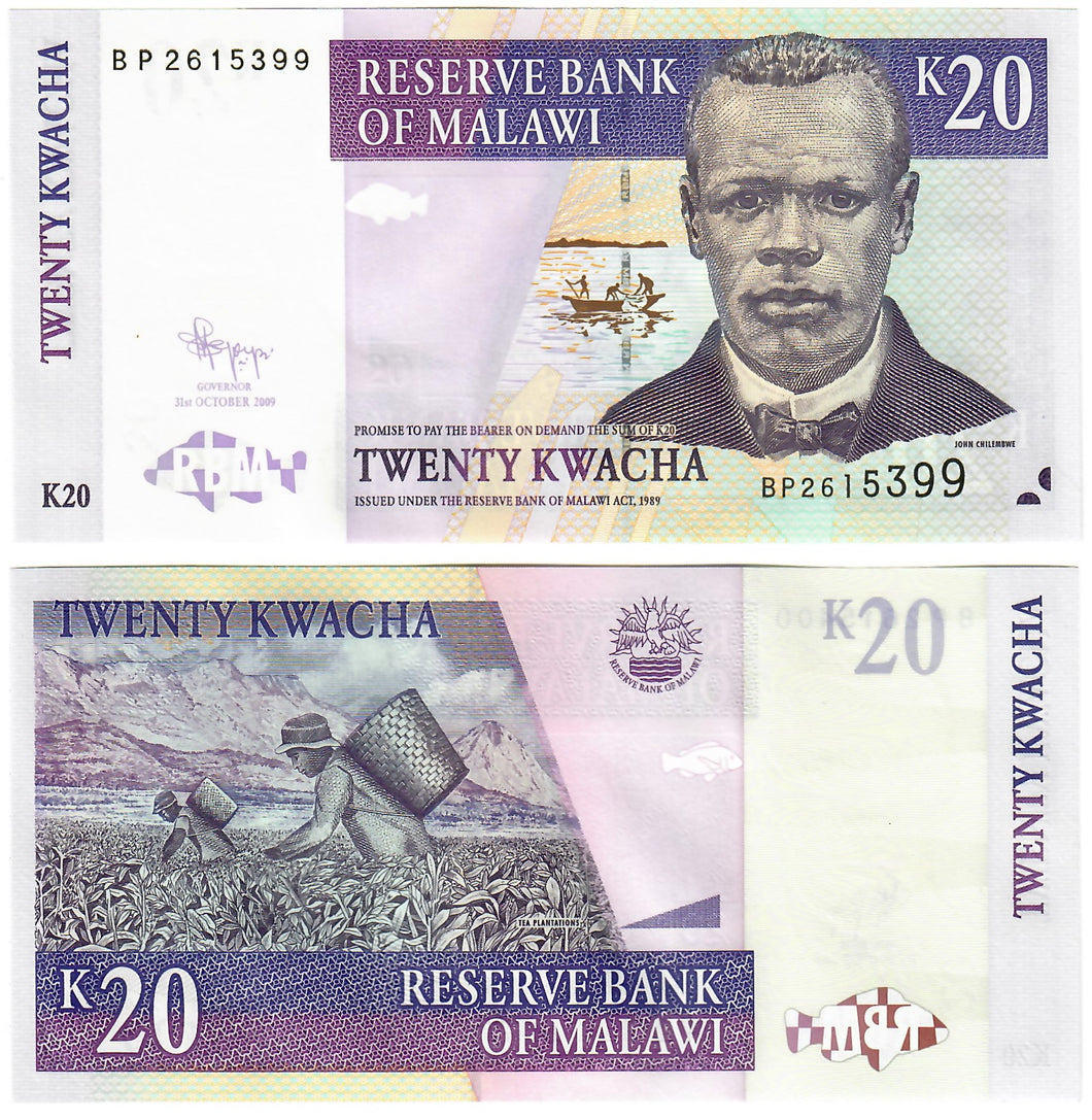 Malawi 20 Kwacha 2009 UNC