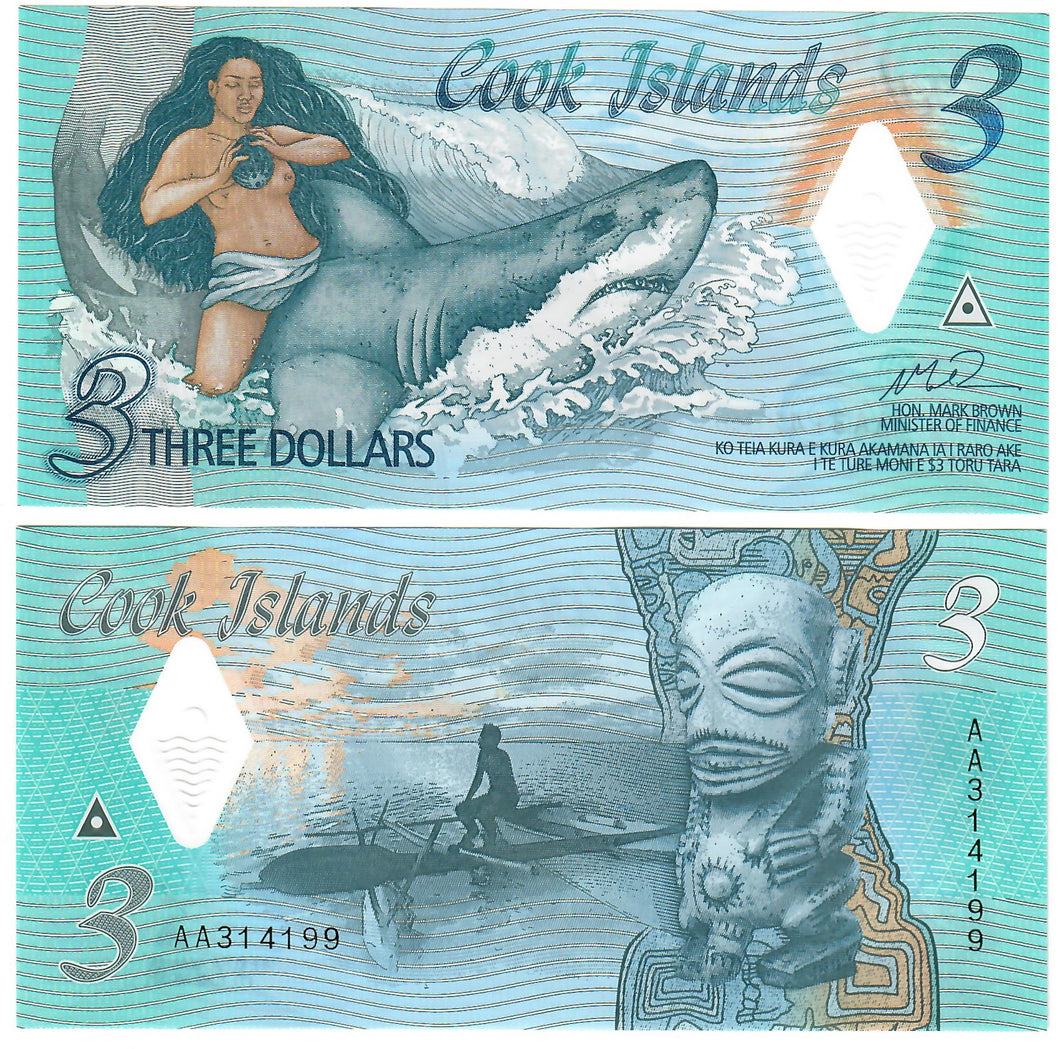 Cook Islands 3 Dollars 2021 UNC
