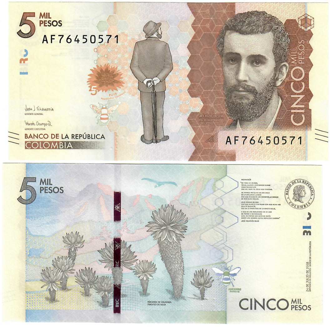 Colombia 5000 Pesos 2018 UNC